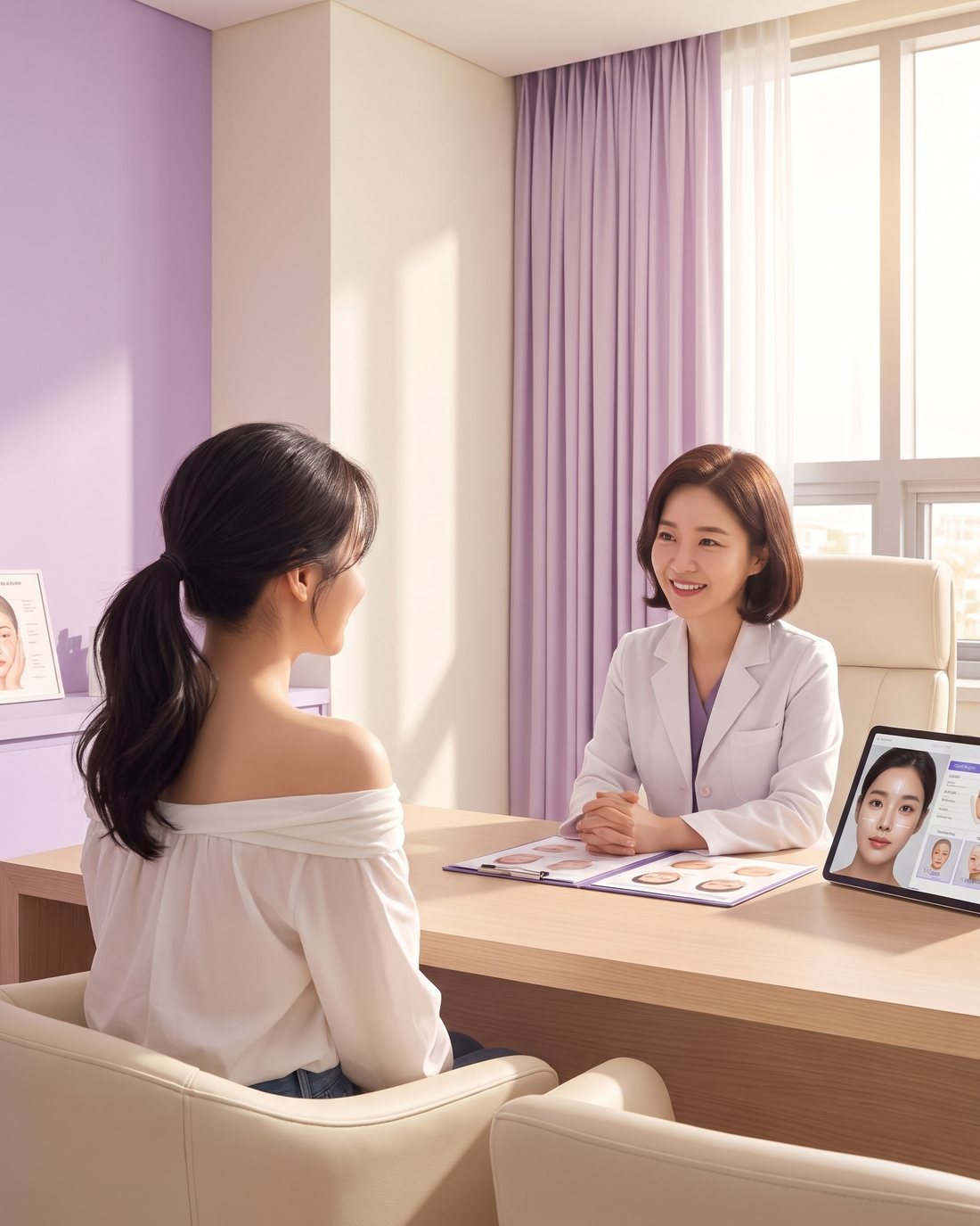 편안한 분위기의 상담실에서 진행되는 맞춤 상담 개념 이미지 (AI 생성 예시)