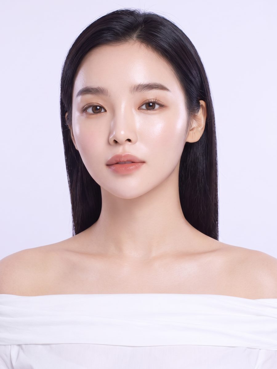 턱선과 볼륨 라인을 안내하는 얼굴 윤곽 예시 이미지 (AI 생성 예시)