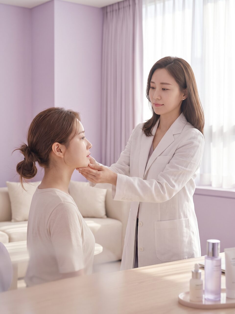 얼굴 전체 윤곽 밸런스를 살피는 개념 이미지 (AI 생성 예시)