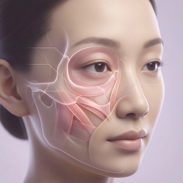 눈밑 리프팅 2단계 박리 개념 일러스트 (AI 생성 예시)