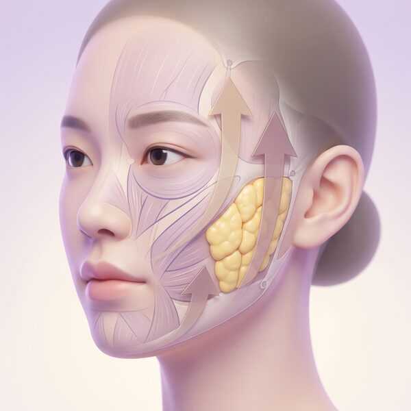 눈밑 리프팅 4단계 중안부 리프팅 개념 일러스트 (AI 생성 예시)
