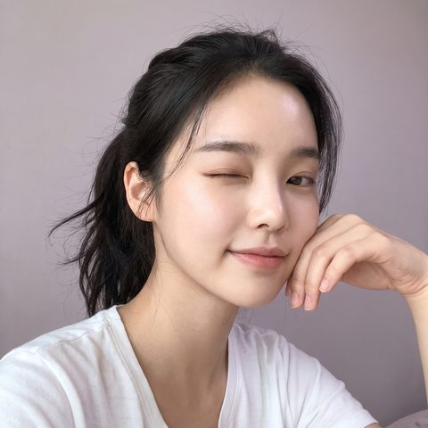캐주얼한 표정의 셀피 컷