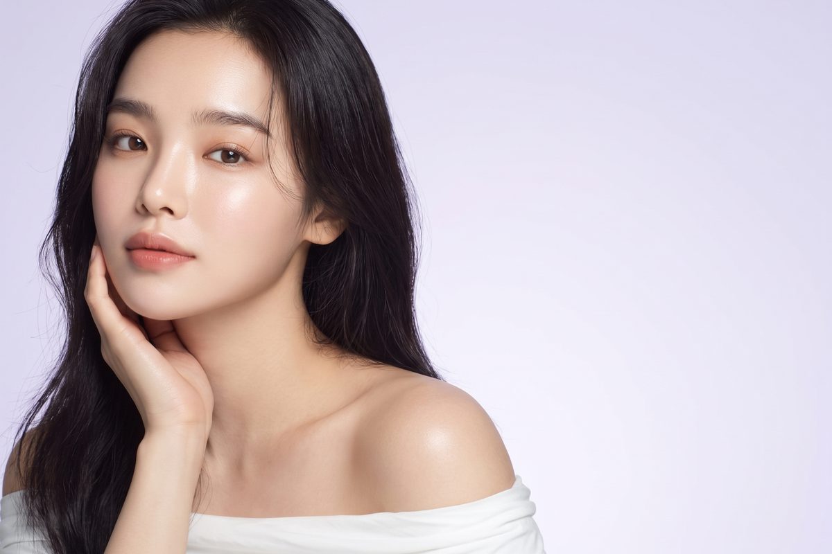 맑고 균일한 피부 결의 부드러운 뷰티 포트레이트 (AI 생성 예시 이미지, 실제 환자 아님)