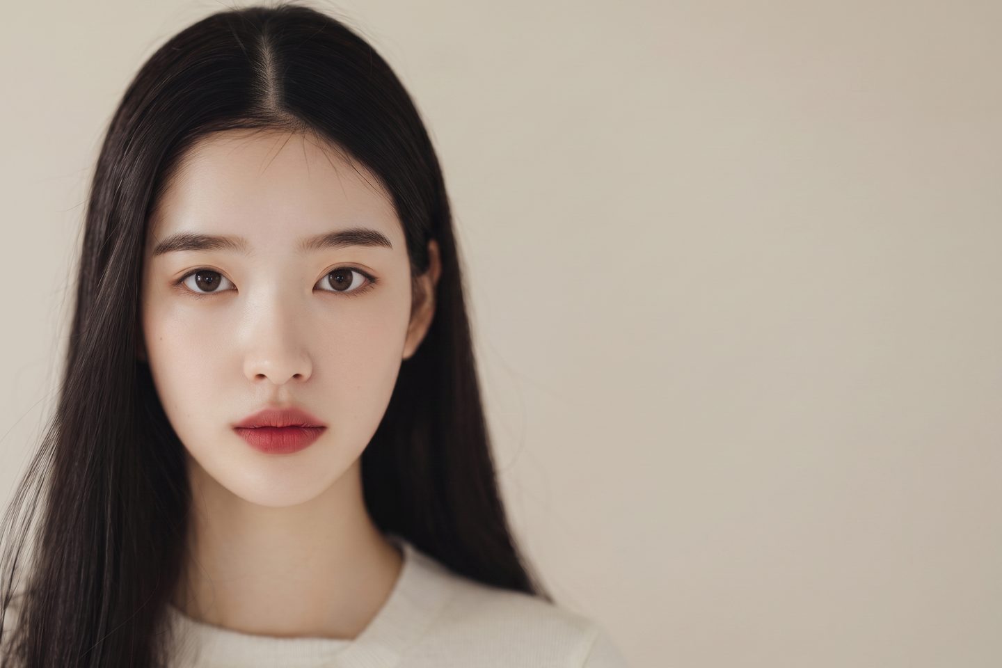 맑고 또렷한 눈매의 AI 생성 가상 모델 뷰티 포트레이트