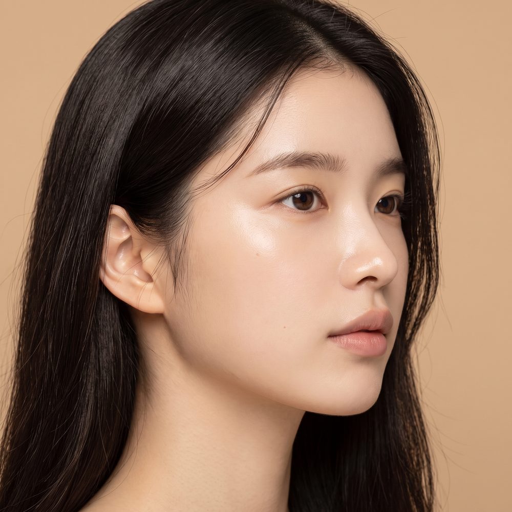 눈·코성형 안내 — 가상 모델 측면 포트레이트 AI 예시 이미지