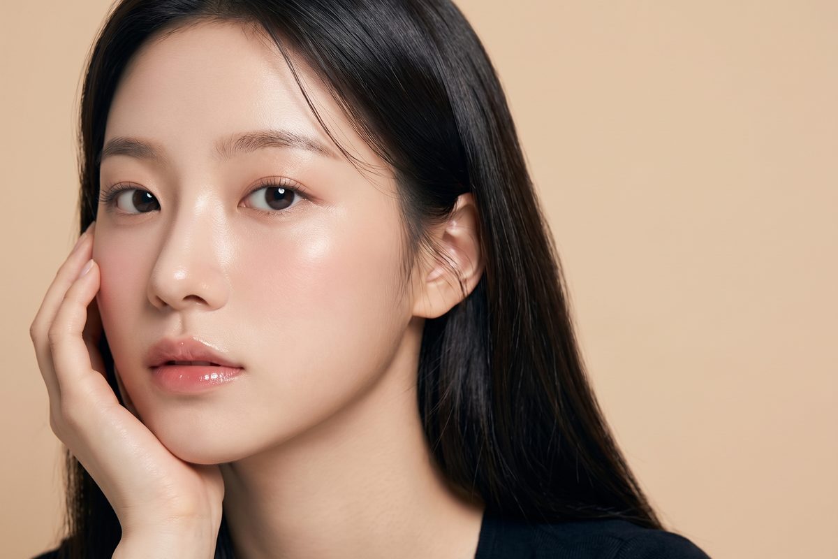 측면 윤곽 라인을 보여주는 뷰티 클로즈업 예시 이미지