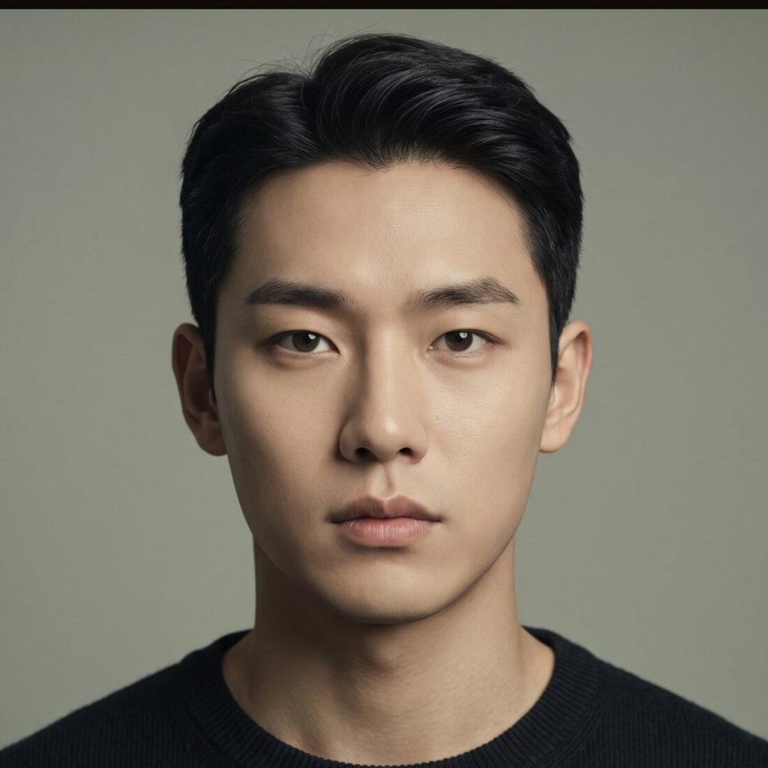 단정한 분위기의 남성 모델 정면 포트레이트 AI 생성 예시 이미지