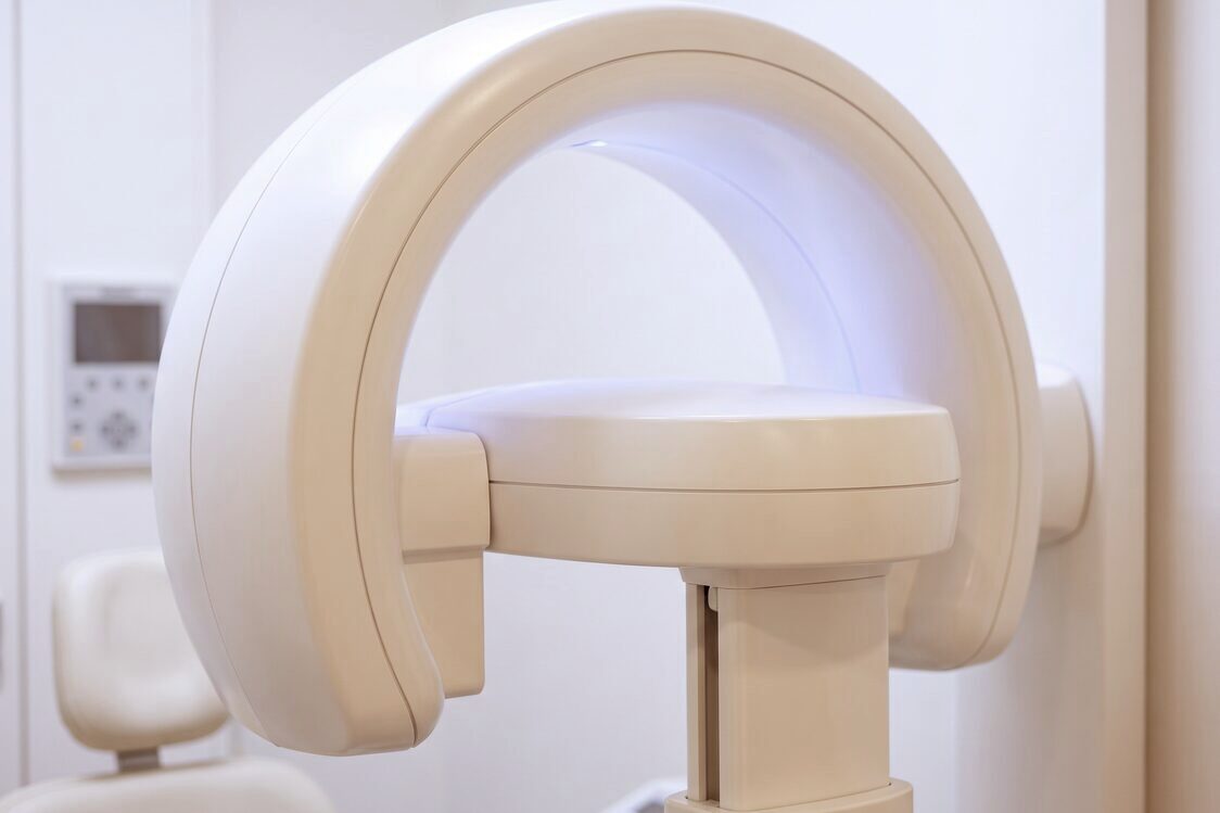 3D 안면 촬영 장비가 설치된 검사실 — AI 생성 예시 이미지