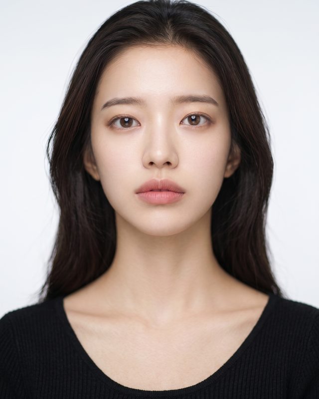 코 재수술 — 가상 모델의 정면 포트레이트, AI 생성 예시 이미지