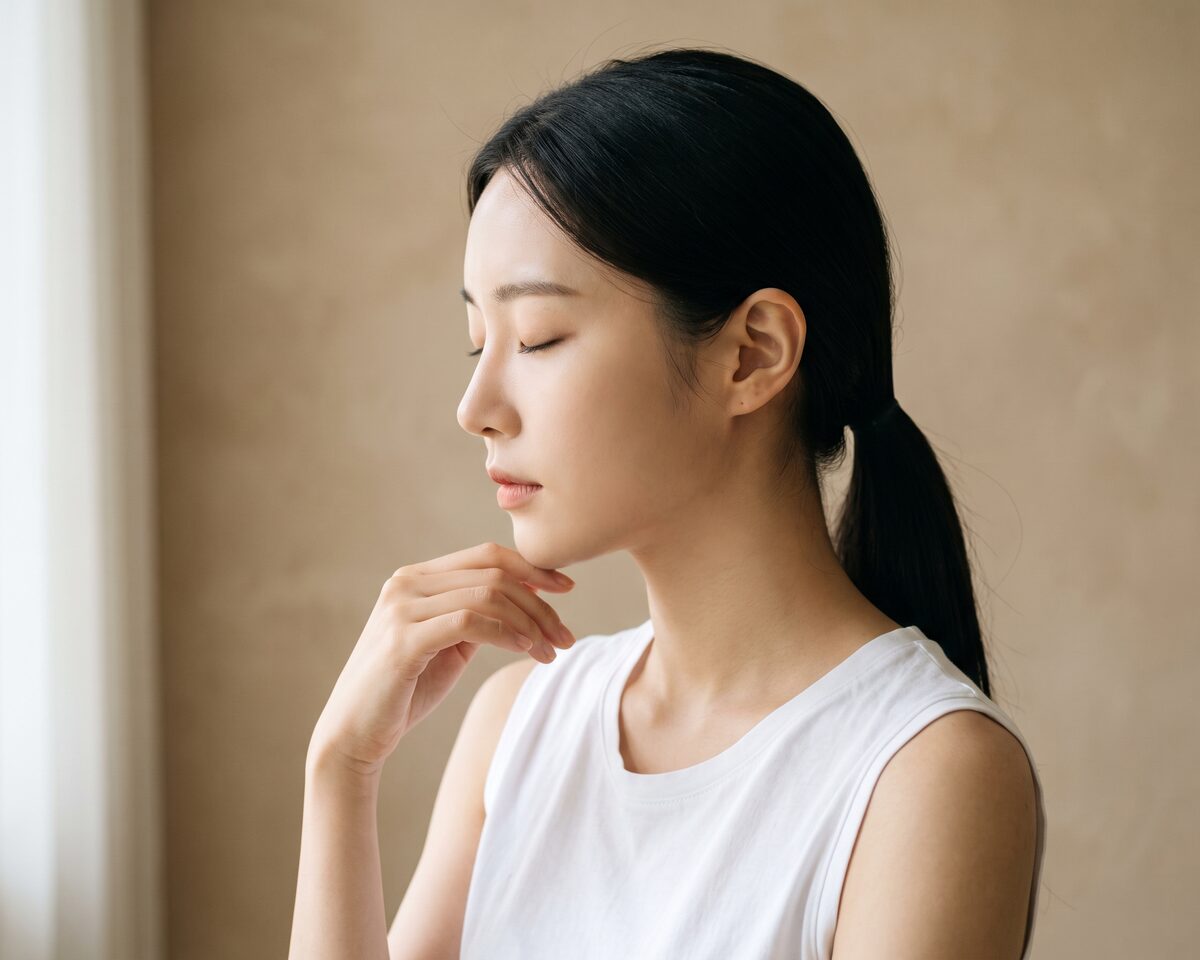 옆모습 코 라인이 부드러운 여성 모델 이미지