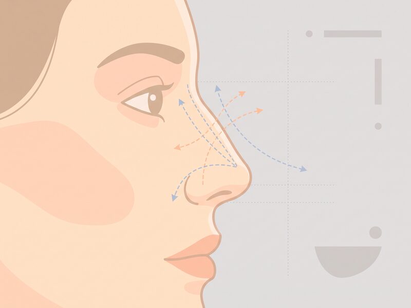 낮은코 수술 1단계 개념 일러스트 — 맞춤 디자인 상담 (AI 생성 예시)