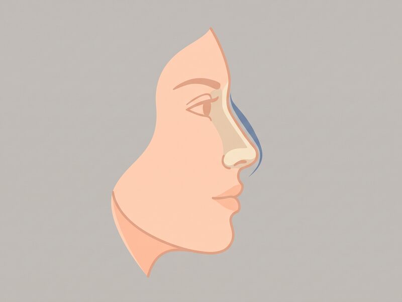 낮은코 수술 3단계 개념 일러스트 — 콧대·코끝 디자인 (AI 생성 예시)