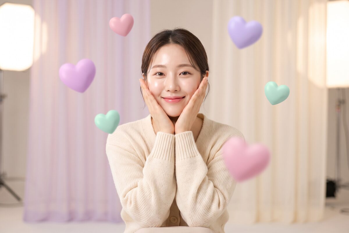 자연스러운 쌍꺼풀 라인을 상담하는 밝은 표정의 여성 (AI 생성 예시)