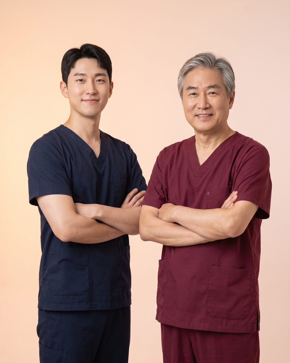 가상의 성형외과 의료진이 함께 서 있는 예시 이미지