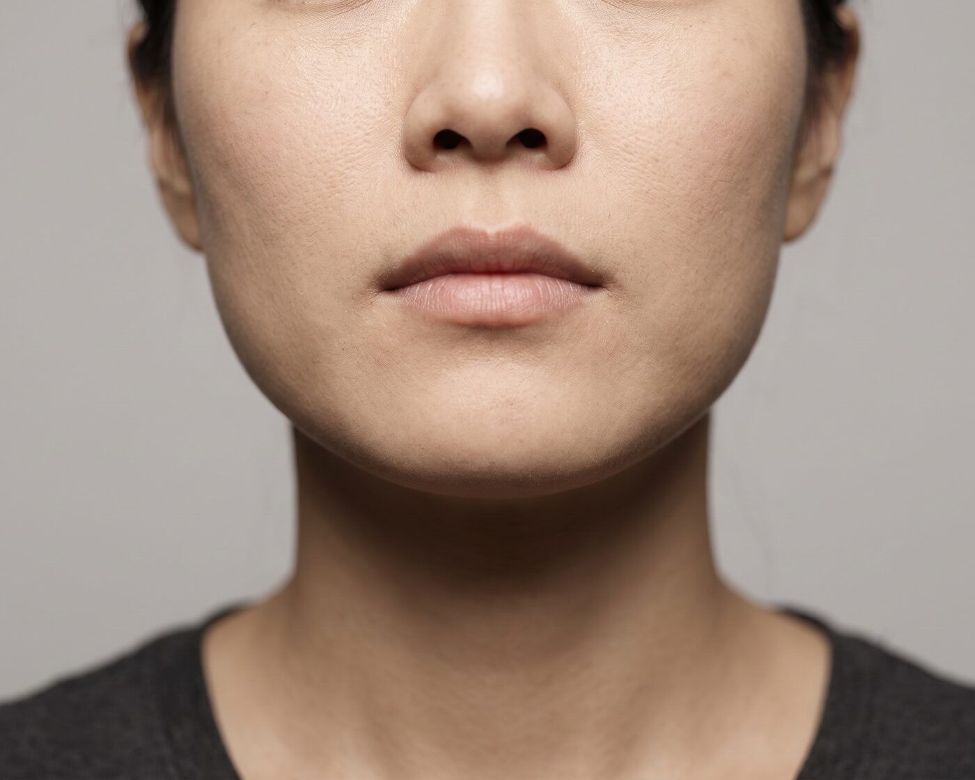 귀족수술과 무턱수술 병행 시의 중안면·턱끝 변화를 표현한 비식별 개념 이미지