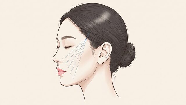 에피소드 썸네일 1 — 눈가 라인을 도식으로 그린 개념 일러스트(비식별 · 실제 환자 아님)