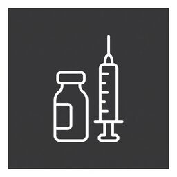 마취 방법을 나타내는 약병과 주사기 라인 픽토그램