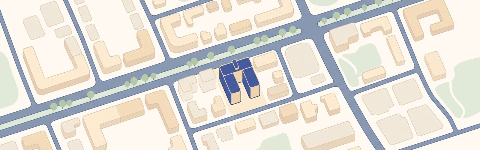 리뷰티성형외과의원 주변 약도 — 강남 도심 도로망 위에 내원 위치 마커가 표시된 평면 지도