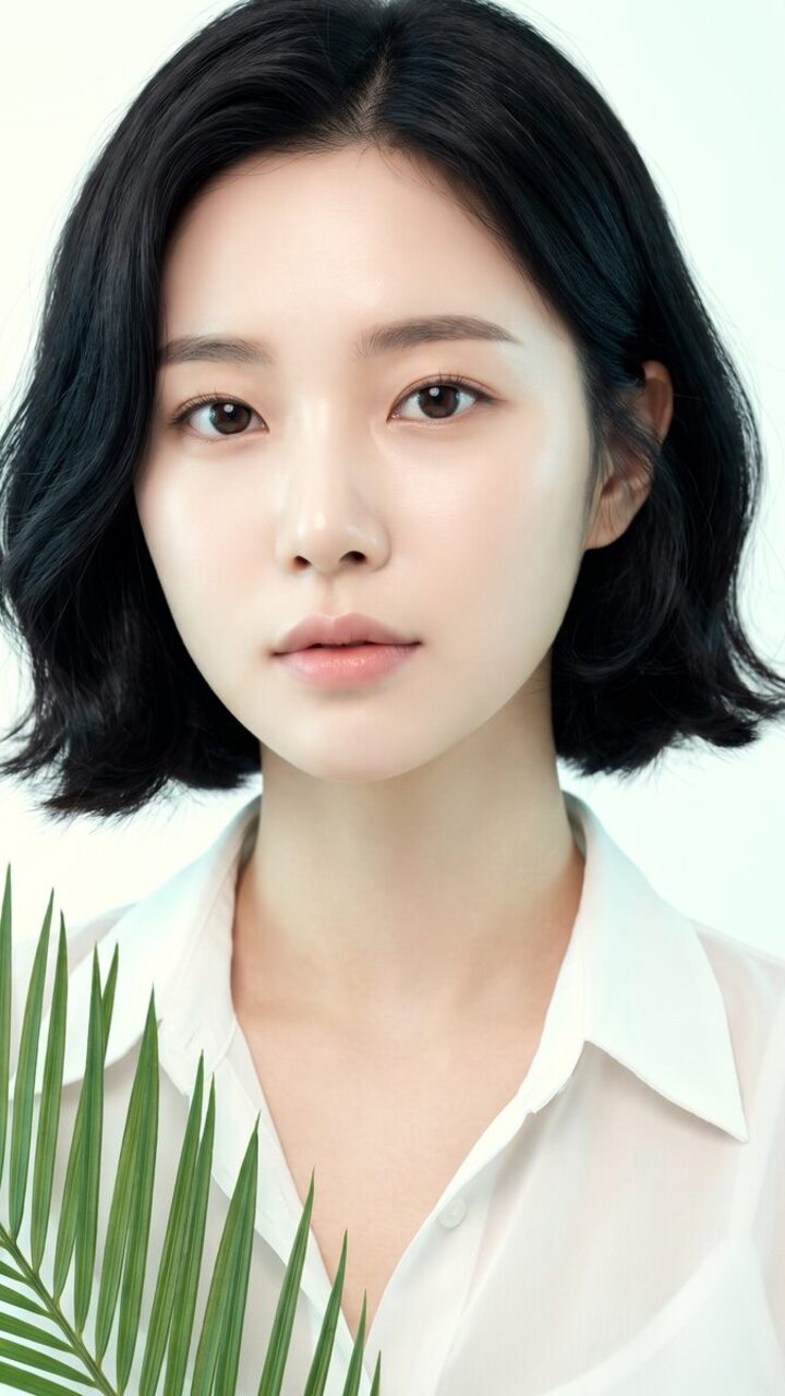 창가 자연광에서 옆모습으로 고개를 돌린 가상 모델의 세로 숏폼 예시 컷