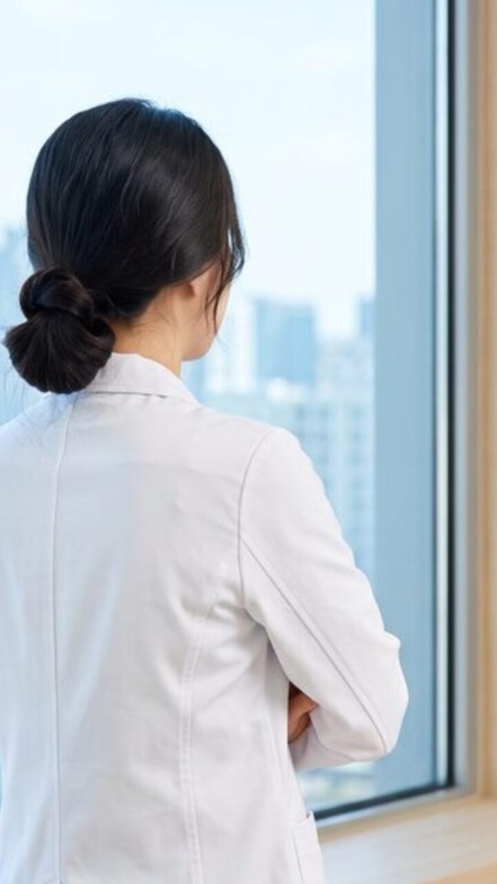 야외 화단 앞에서 고개를 돌린 남성 가상 모델의 세로 숏폼 예시 컷