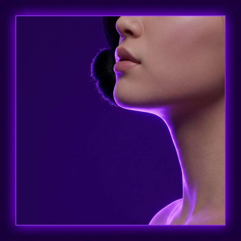 리프팅 상담을 안내하는 턱선 클로즈업 이미지 (AI 생성 예시)