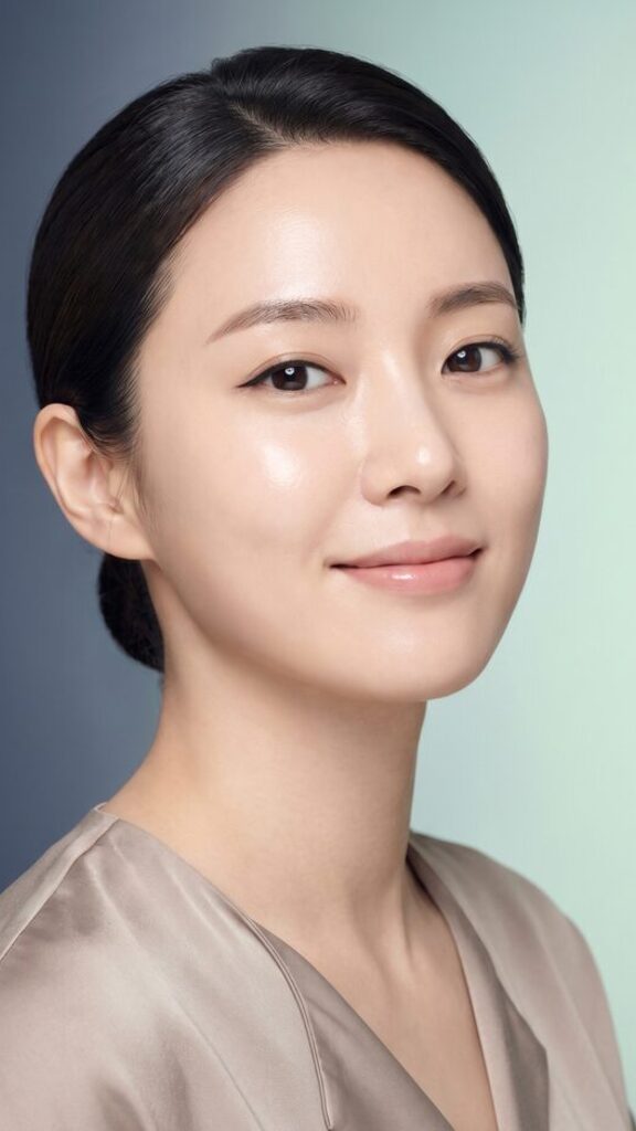 리뷰티 쇼츠 썸네일 — 헤어핀을 한 여성 모델이 밝게 미소 짓는 상반신 컷
