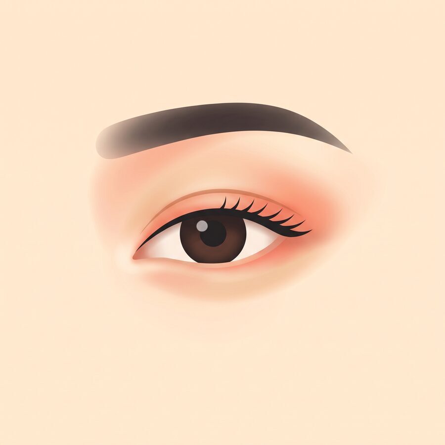 1단계 — 쌍꺼풀 라인이 없는 밋밋한 눈매를 표현한 개념 일러스트