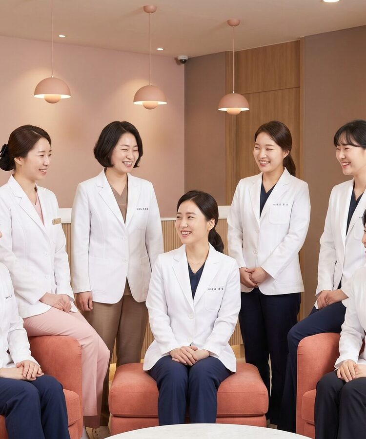 흰 가운을 입은 의료진이 회복 관리 방법을 설명하는 모습