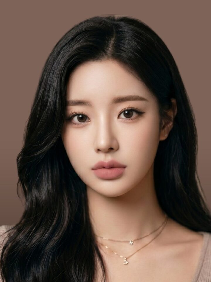 긴 생머리에 얼굴을 사면으로 돌린 가상 모델 컷 (AI 생성 예시 이미지)