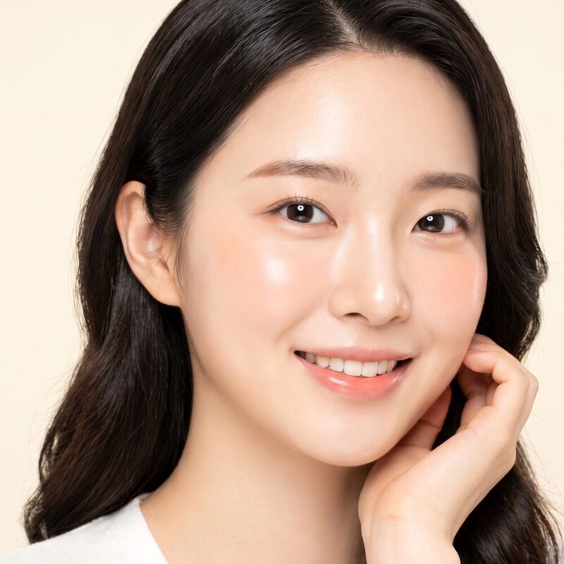 턱선에서 목으로 이어지는 윤곽을 보여 주는 하안면 측면 개념 이미지