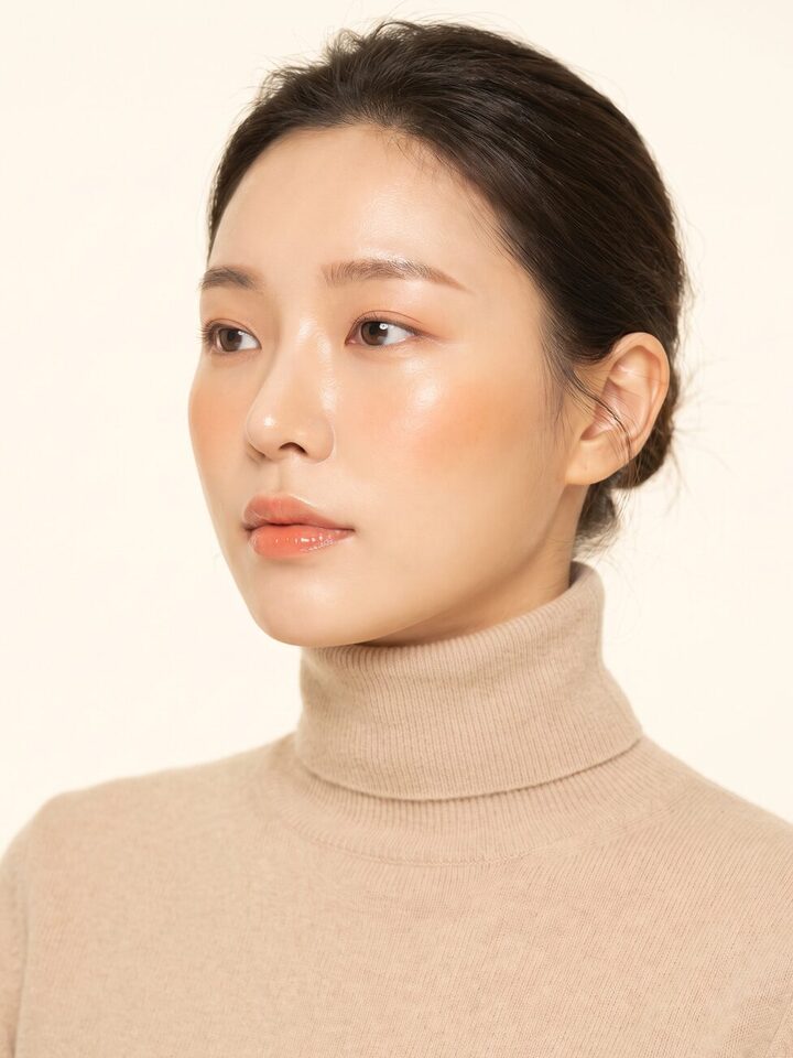 측면에서 본 코끝 라인의 비율을 보여주는 모델 컷 (AI 생성 예시 이미지)