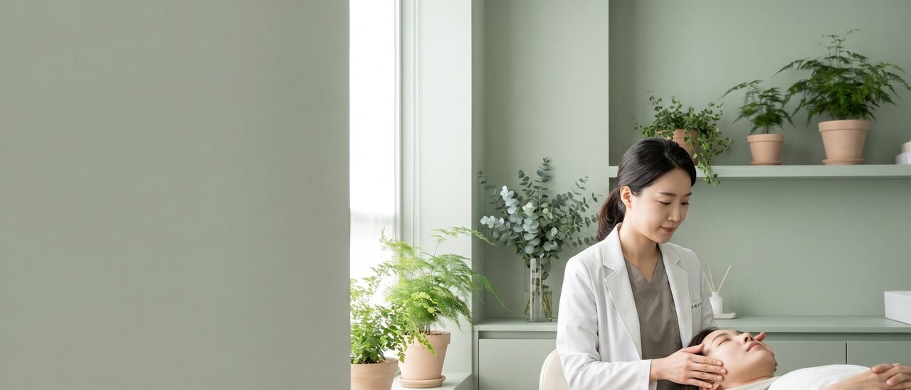 케어룸에서 회복 경과를 살피는 사후 관리 장면 (AI 생성 예시 이미지)