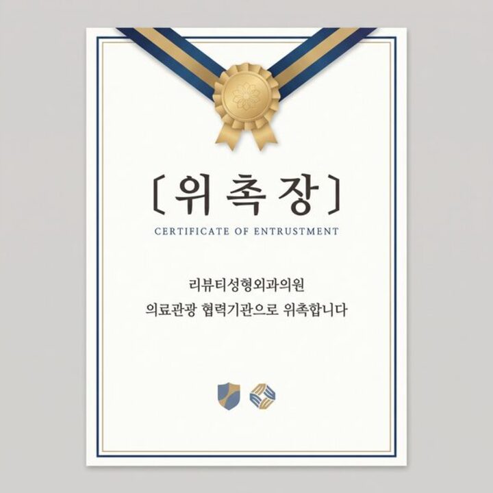 리본 메달이 곁들여진 재제작 지원 프로그램 인증 서식