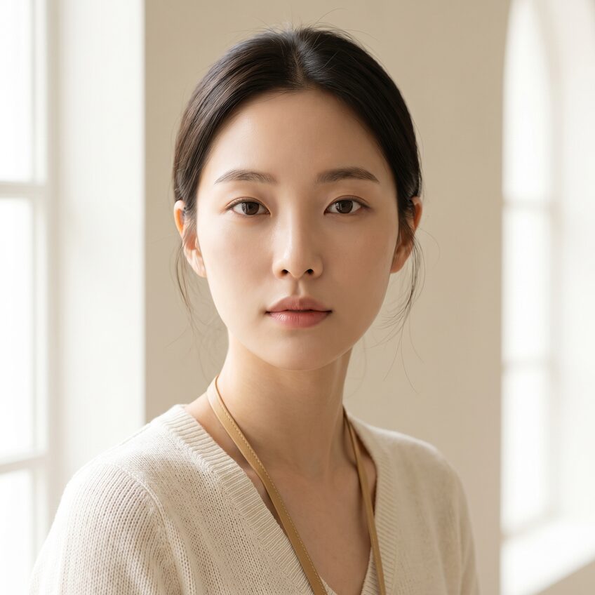 20대의 균형 잡힌 인상을 표현한 밝은 분위기의 예시 이미지